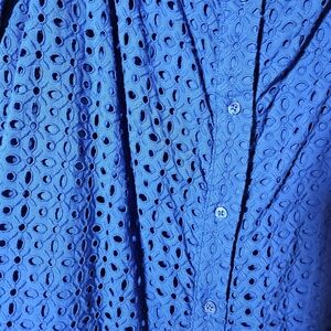 Ralph Lauren Men's Blue Eyelet Casual Shirt